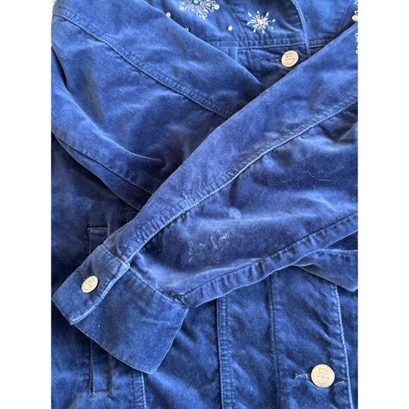 Quacker Factory Velvet Feel Snowman Bead/Embroidered Jacket, Sz Small - Picture 13 of 13